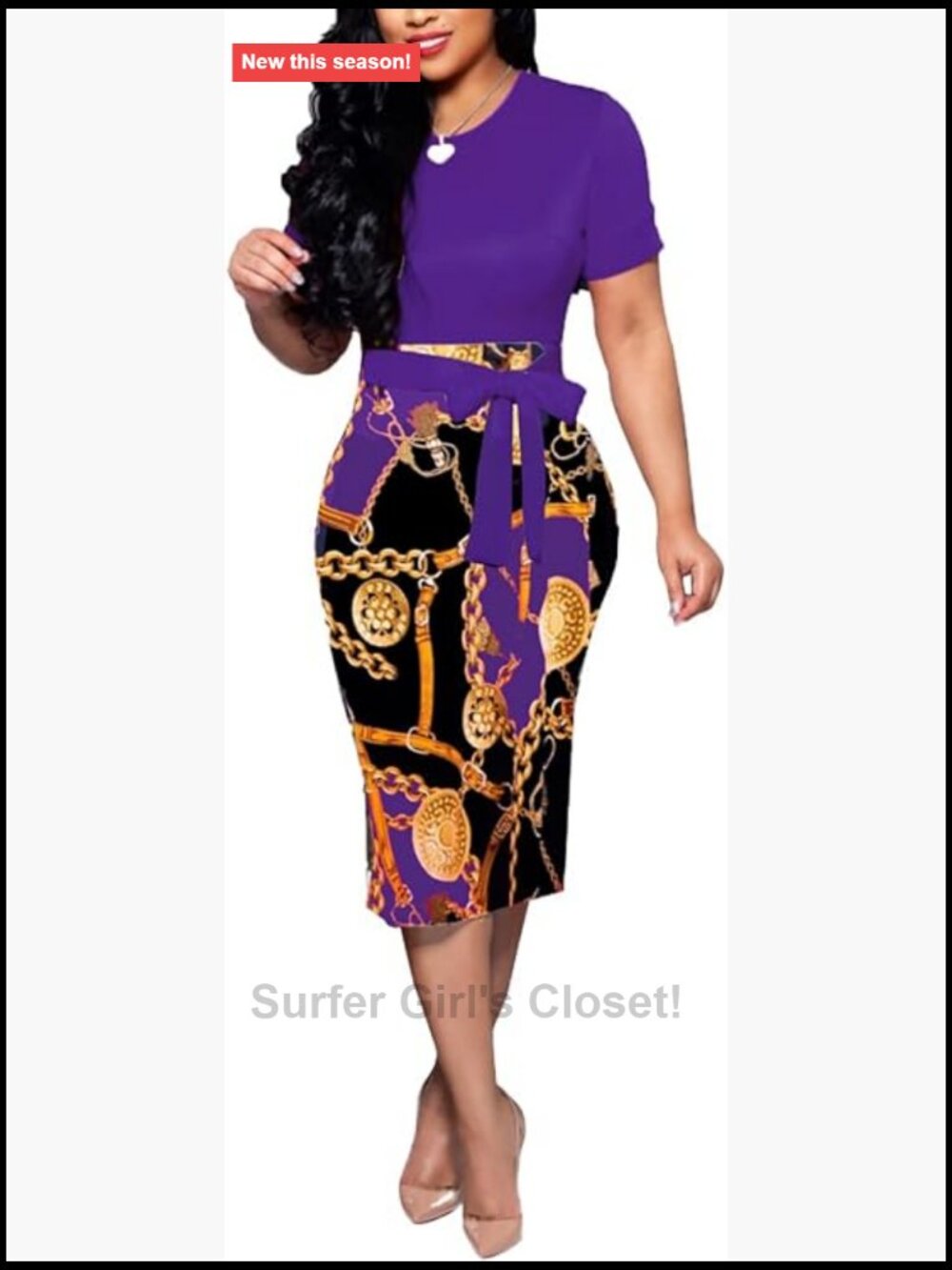 BOGURST Women Midi Bodycon Dress Work Casual Cute Floral Prints Pencil Dresses
